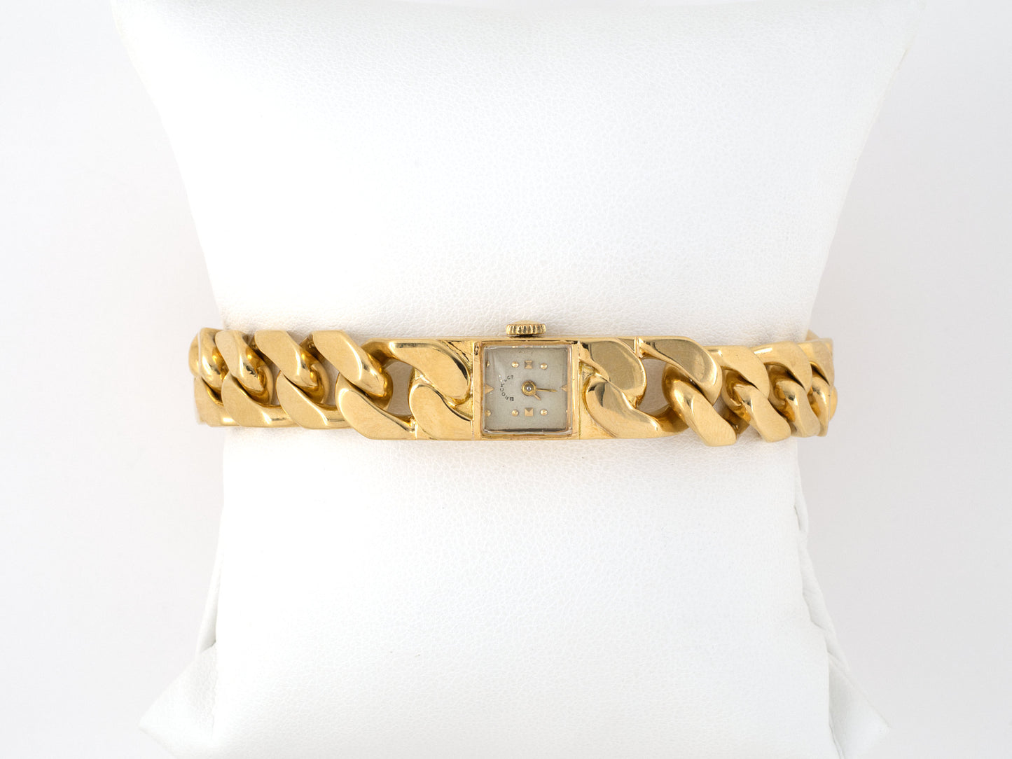 61311 - Circa 1950 Brock & Co Gold French Curb Link Watch
