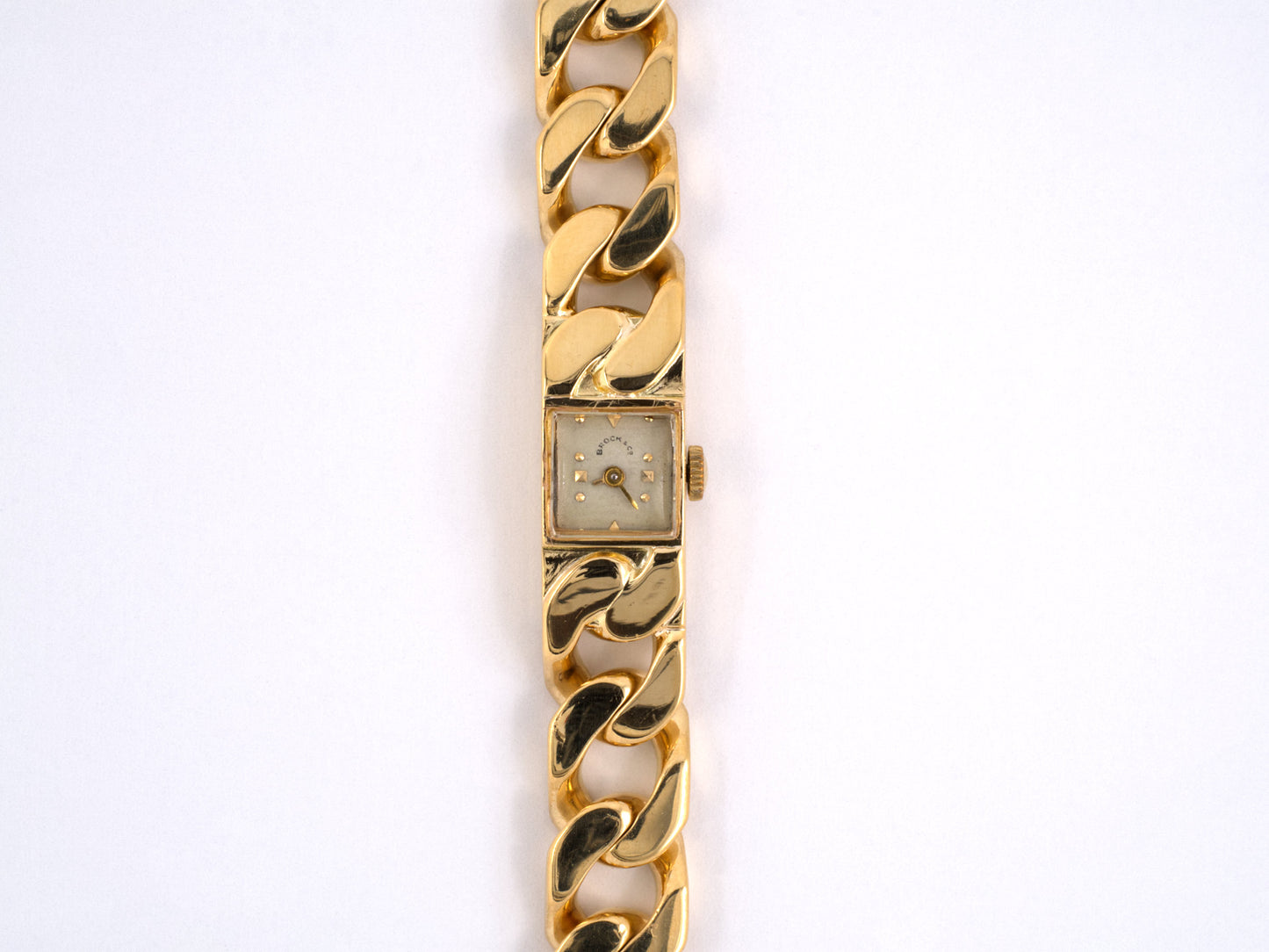 61311 - Circa 1950 Brock & Co Gold French Curb Link Watch