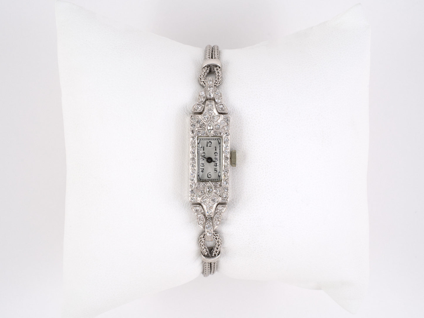 61326 - Art Deco Bulova Platinum Diamond Watch