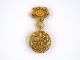 61333 - Art Nouveau Gold Diamond Floral Chatelaine Pendant Watch