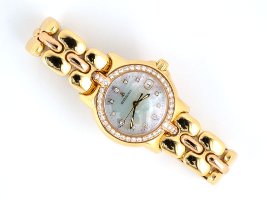 61344 - Circa 2000 Bertolucci Pulchra Gold Diamond Mother Of Pearl Watch
