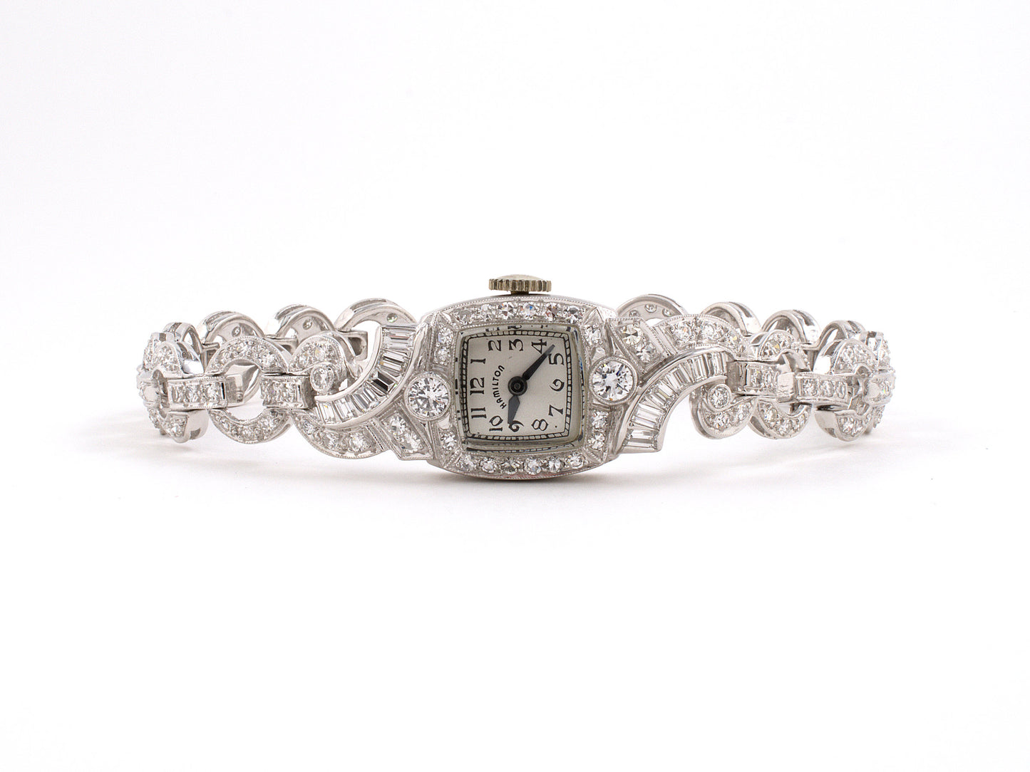 61348 - Circa 1950 Hamilton Platinum Diamond Watch