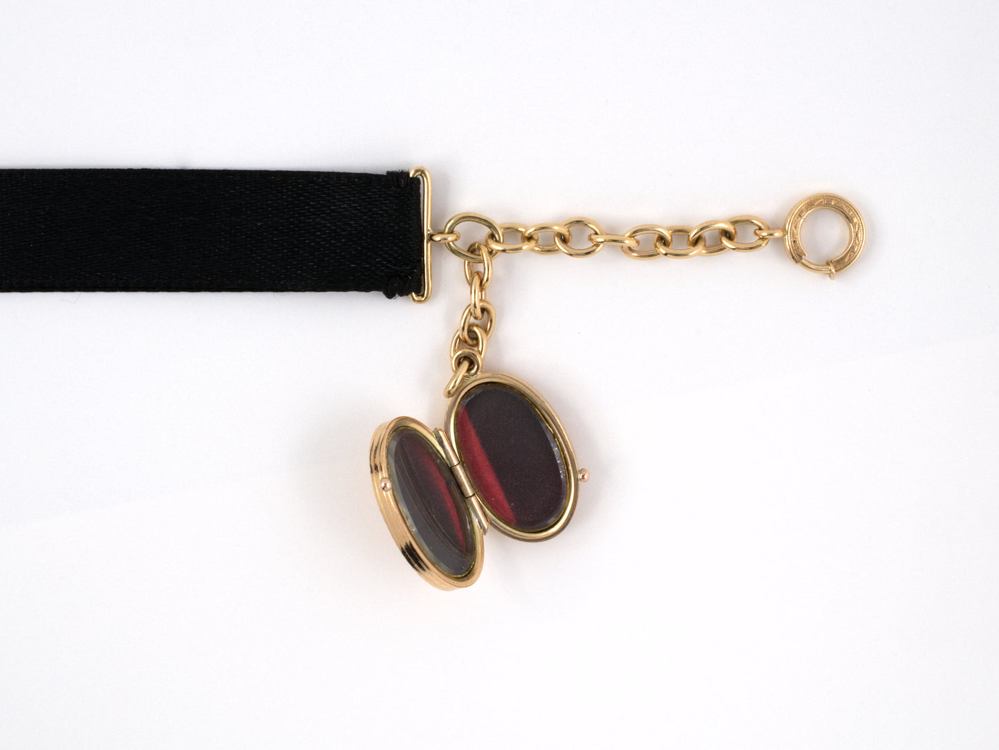61356 - Platinum Gold Diamond Edwardian Buckle Victorian Locket Black Satin Pocket Watch Fob