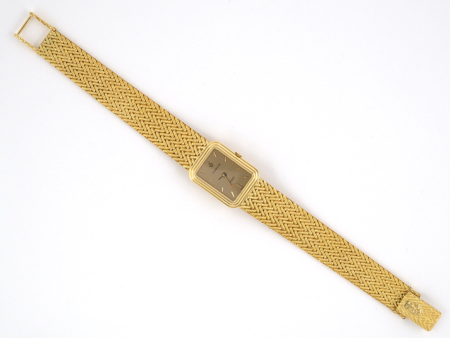 61364 - Corum Gold Quartz Ladies Watch Herringbone Mesh Attachment