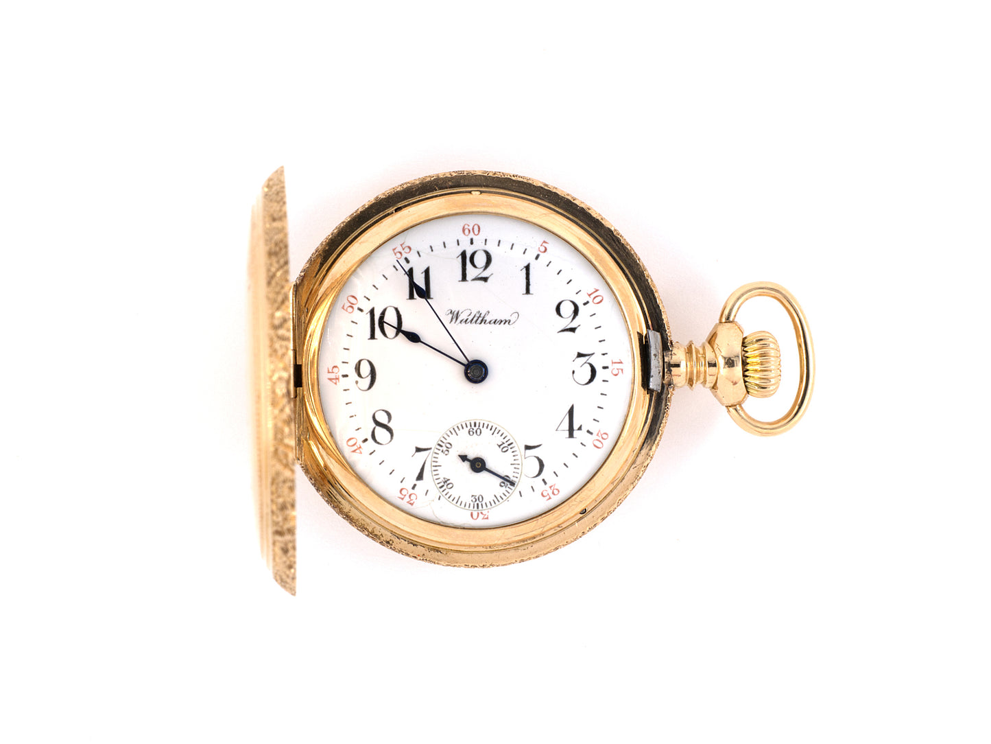 61365 - Circa 1900 Lady Waltham American Waltham Watch Co Gold Diamond Emerald Ruby Butterfly Design Pendant Watch