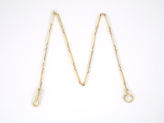 61366 - Victorian Gold 3 Wire Bar Link Waldemar Pocket Watch Chain