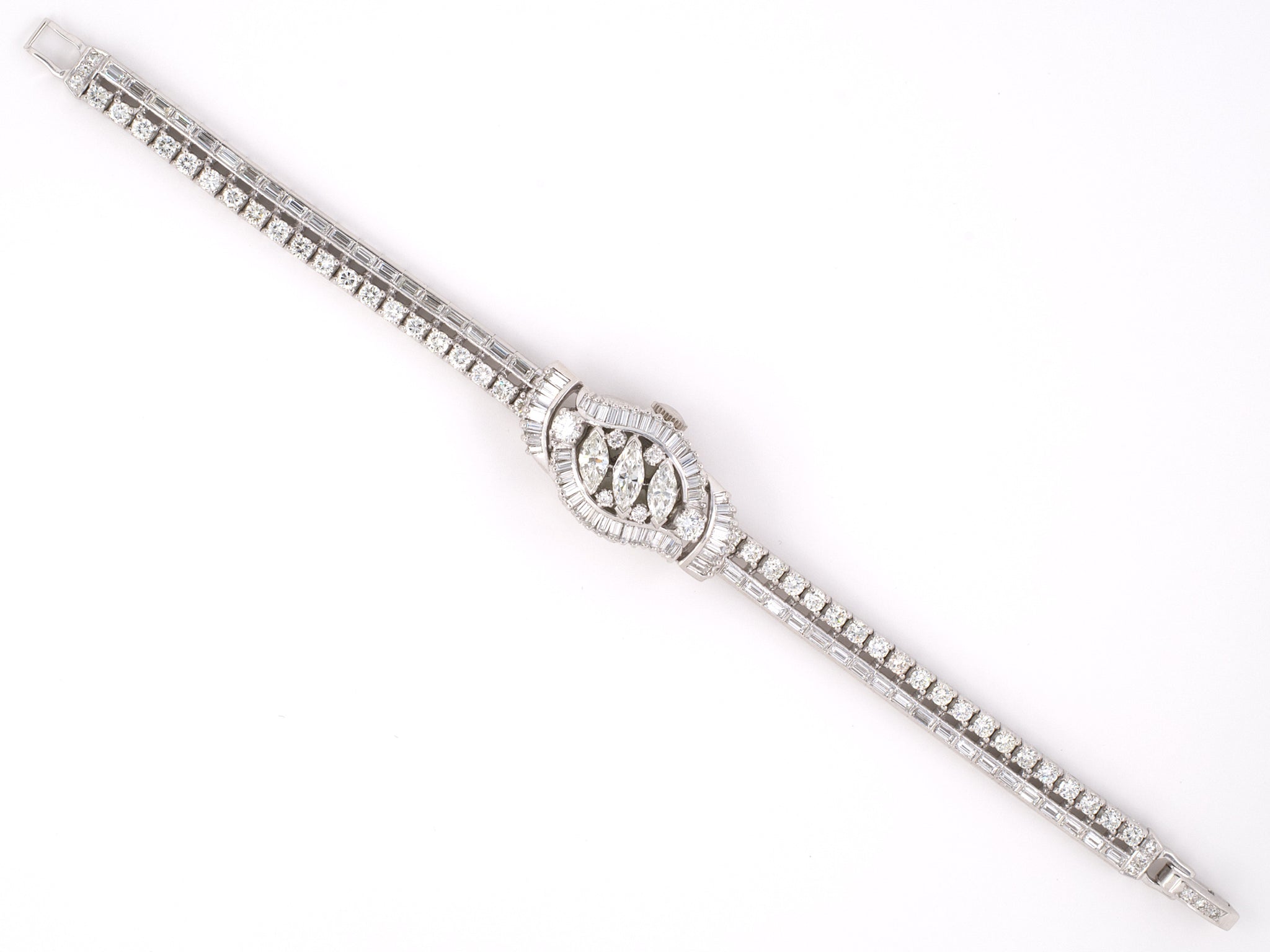 Art Deco Platinum 5.77 Carat Total Weight Diamond Tennis Bracelet – Van Rijk