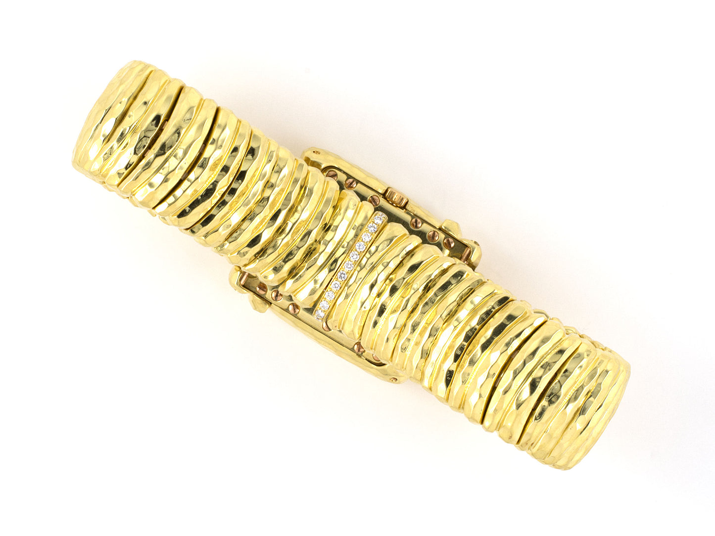61372 - Circa 1990s Dunay Gold Diamond Mother Of Pearl Quartz Bracelet Watch