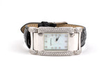 61377 - Garavelli Italy Gold Diamond Rectangular Tank Style Watch With Black Crocodile Strap