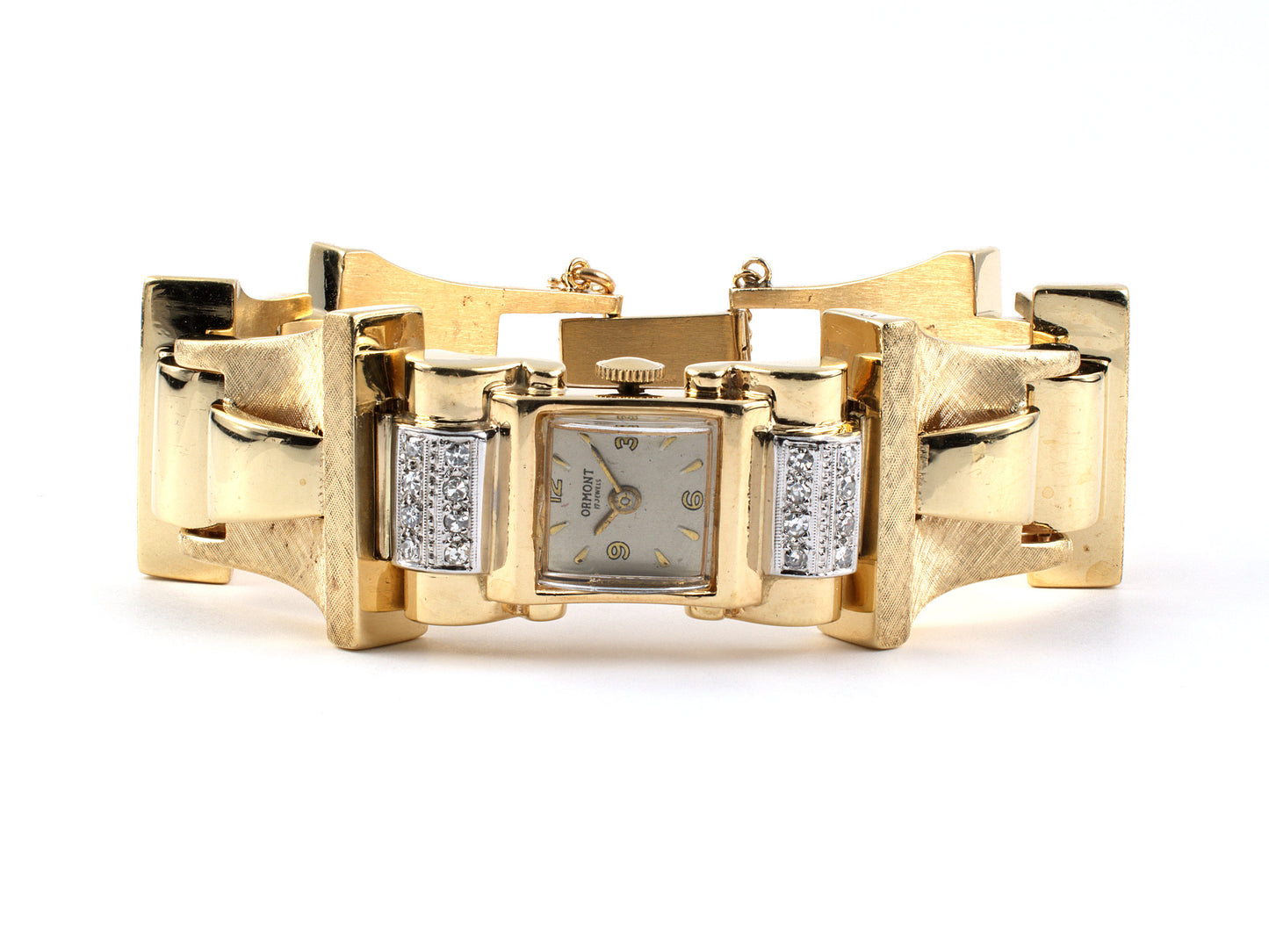 67079 - Retro Zodiac Gold Diamond Florentine Links Bracelet Watch