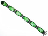 70254 - Circa 1940s Art Deco Palladium GIA Jadeite Diamond Bracelet