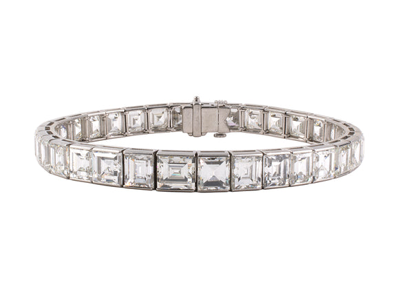 70881 - Circa1935 Art Deco Platinum Diamond Line Bracelet