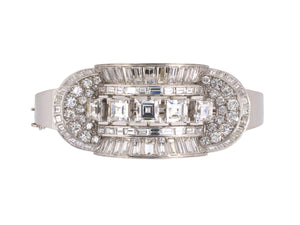 70886 - Art Deco Platinum Diamond Bangle Bracelet