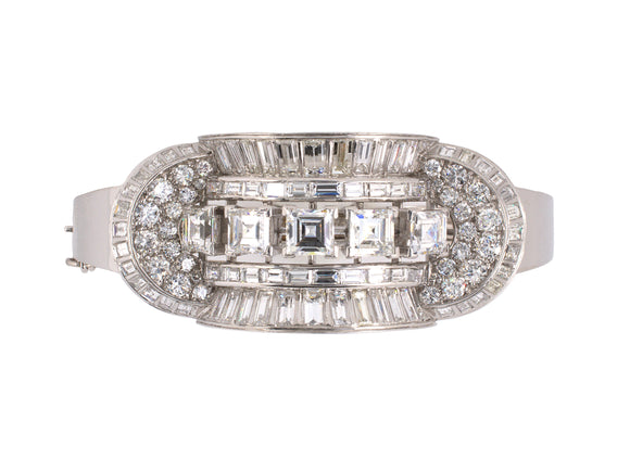 70886 - Art Deco Platinum Diamond Bangle Bracelet
