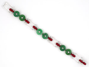 70986 Art Deco Cartier Platinum Diamond Jadeite Crystal Red