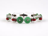 70986 - Art Deco Cartier Platinum Diamond Jadeite Crystal Red Enamel Bracelet