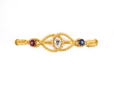 71073 - Victorian Gold Diamond Ruby Saph Weave Bangle Bracelet