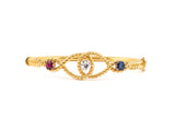 71073 - Victorian Gold Diamond Ruby Saph Weave Bangle Bracelet