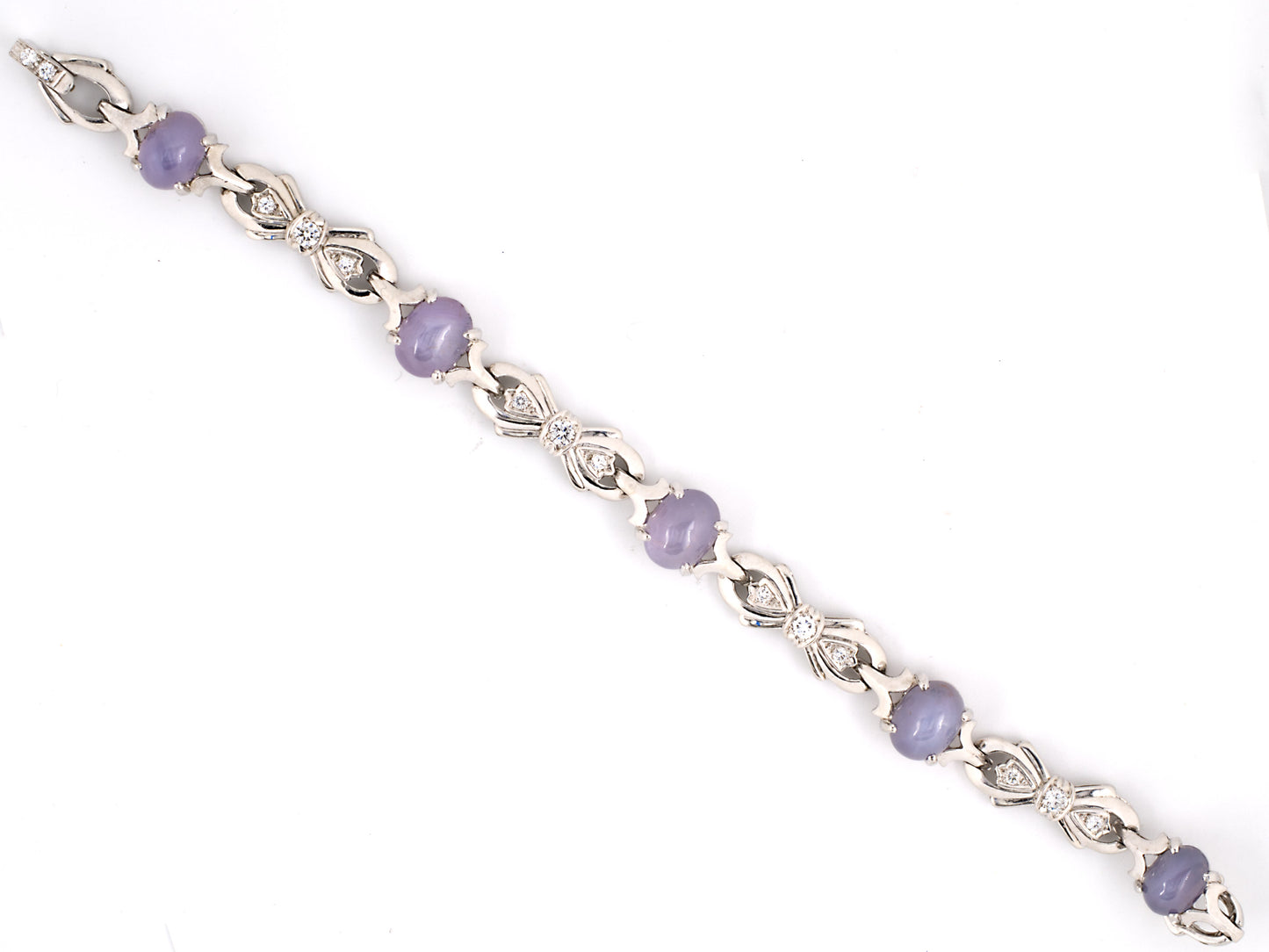 71202 - Circa 1950 Tiffany Platinum Star Sapphire Diamond 5-section Bracelet