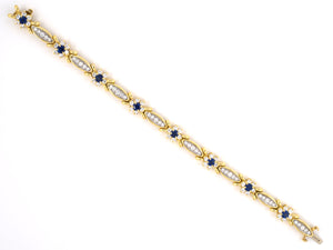 71293 - SOLD - Gold Sapphire Diamond Flower Bracelet