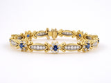 71293 - SOLD - Gold Sapphire Diamond Flower Bracelet