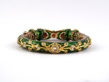 71523 - Gold Diamond Enamel Makara Head Bangle Bracelet