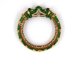 71523 - Gold Diamond Enamel Makara Head Bangle Bracelet