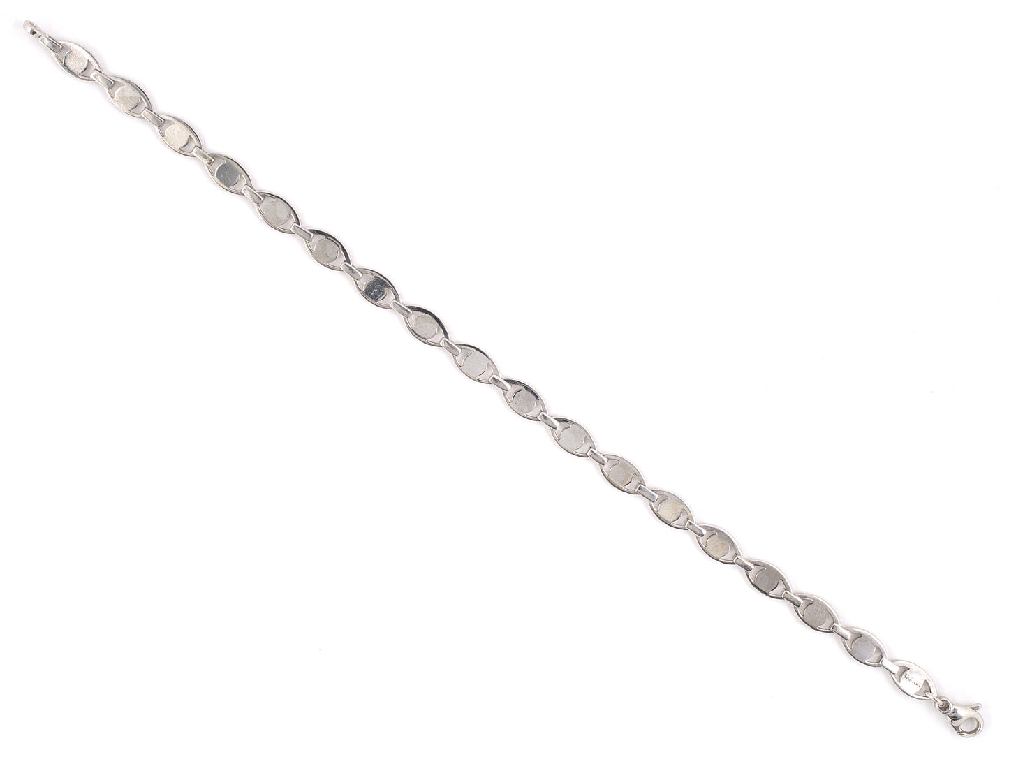 71623 - SOLD - Platinum Oval Navette Flat Link Bracelet
