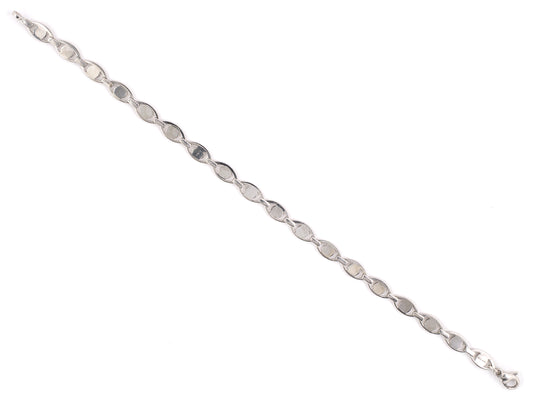 71623 - SOLD - Platinum Oval Navette Flat Link Bracelet