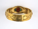 71772 - Art Deco Egyptian Revival Manz Gold Citrine Tourmaline Double Hinged Bangle Bracelet