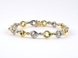 71923 - Chalson Gold Platinum Emerald Diamond Open Link Snake Bracelet