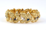 71925 - Circa 1970s Gold Sapphire Diamond Nugget Bracelet