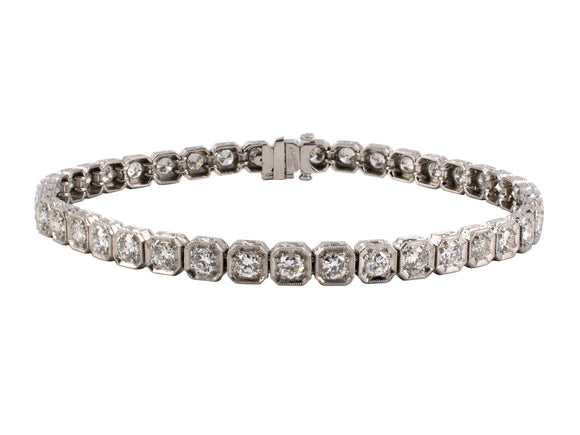 71980 - SOLD - Art Deco Platinum Diamond Straight Line Bracelet