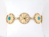 71988 - Circa 1950 Gold Turquoise Link Bracelet