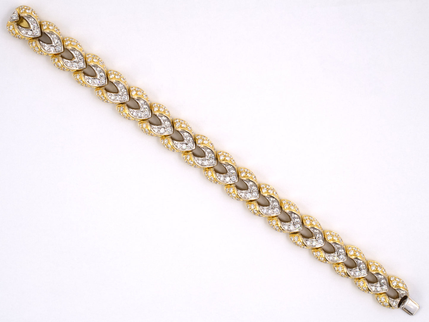 72201 - SOLD - Gold Diamond Herringbone Link Bracelet