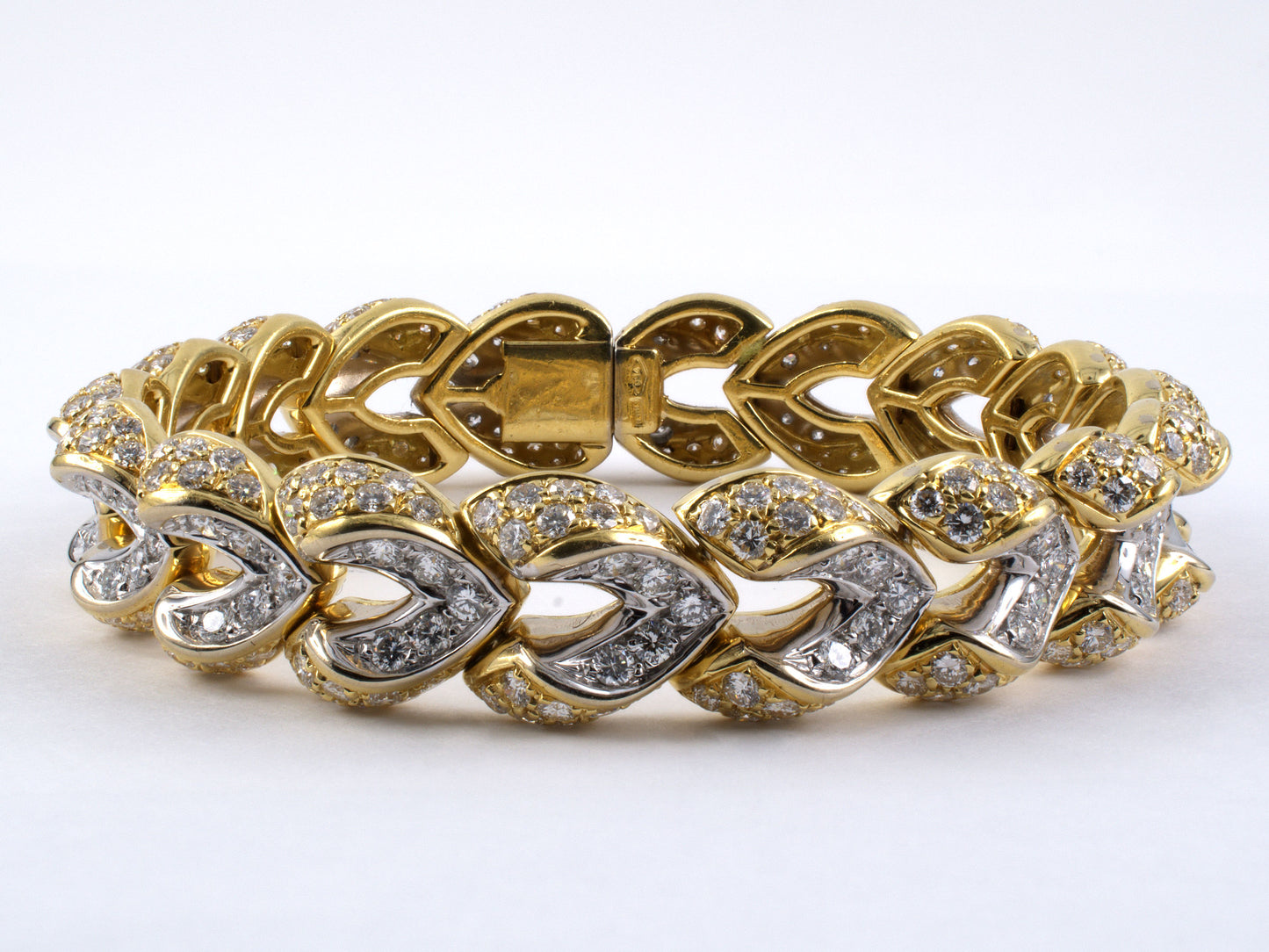 72201 - SOLD - Gold Diamond Herringbone Link Bracelet