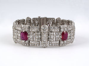 72204 - Art Deco Tiffany Platinum AGL Burma Ruby Diamond Bracelet