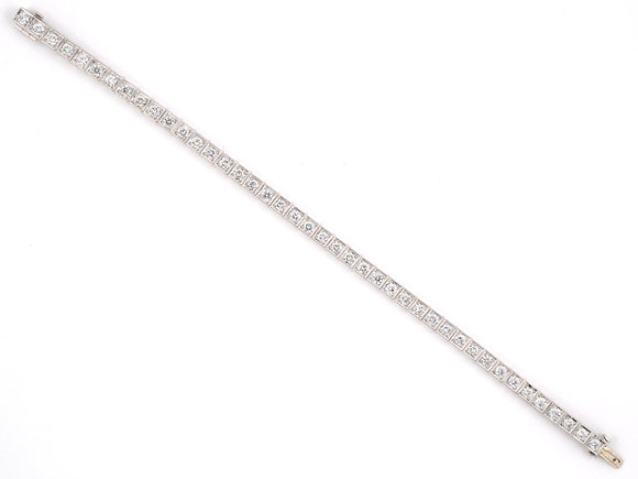 72268 - Platinum Diamond Gold Line Block Bracelet