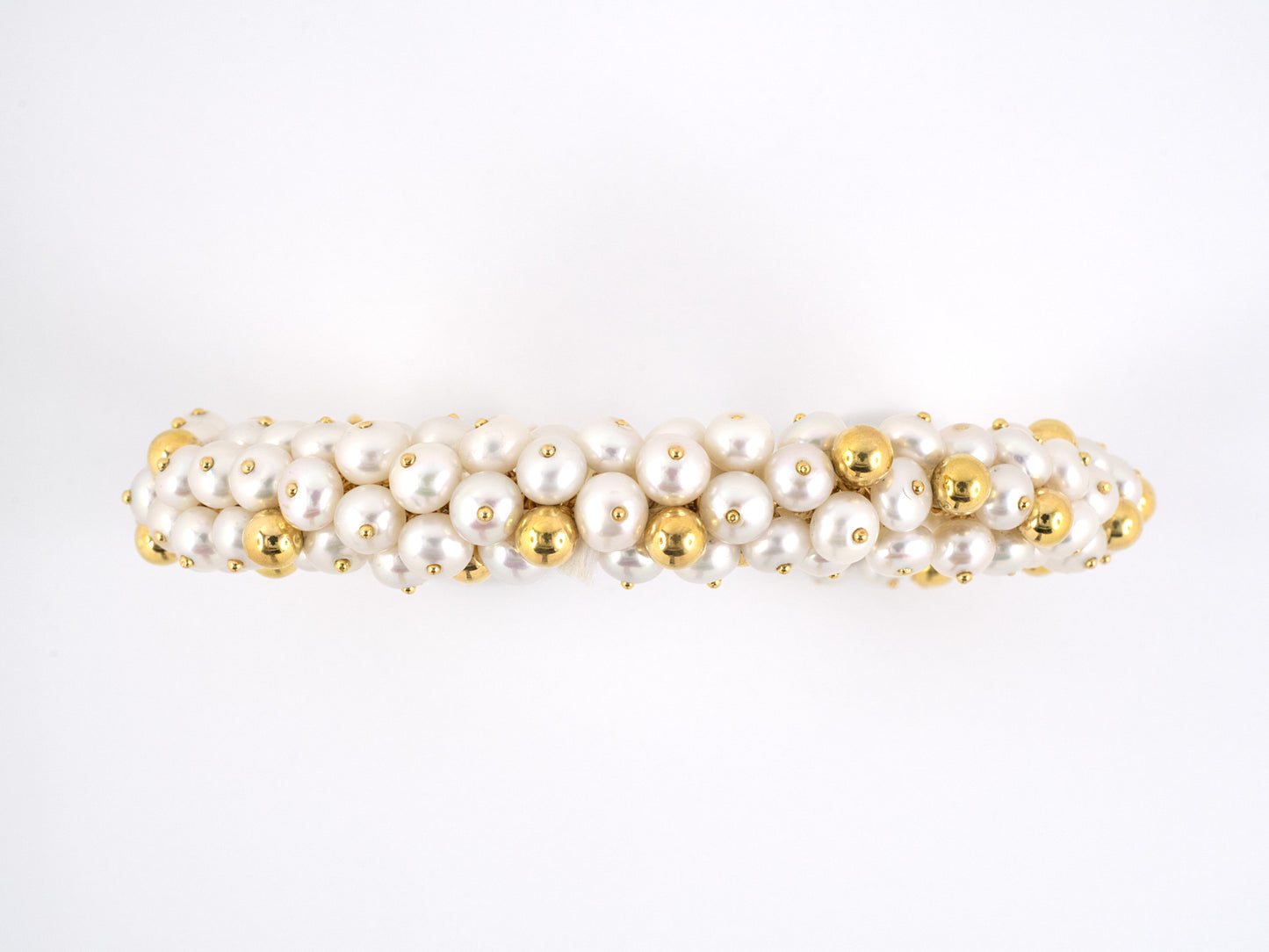 72300 - SOLD - Gold Pearl Bead Cluster Bangle Bracelet