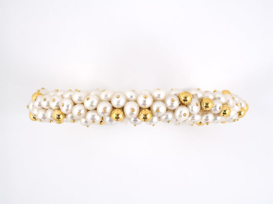 72300 - SOLD - Gold Pearl Bead Cluster Bangle Bracelet