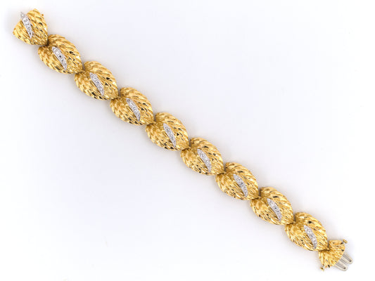 72328 - SOLD - Circa 1965 Diamond Leaf Link Bracelet