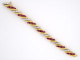 72345 - Circa 1965 Platinum Gold Diamond Ruby Florentine Bracelet