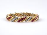 72345 - Circa 1965 Platinum Gold Diamond Ruby Florentine Bracelet