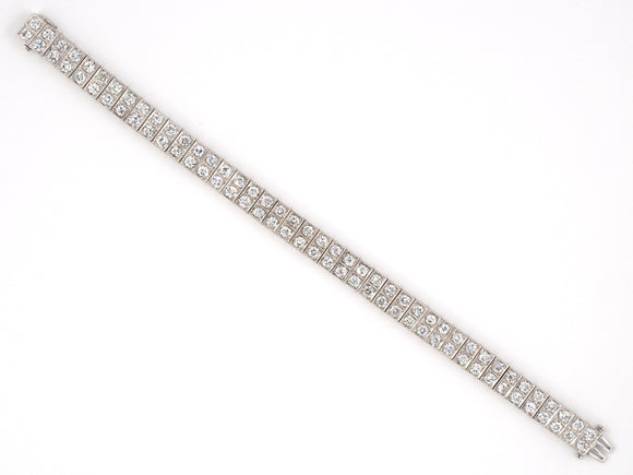72437 - Art Deco Platinum Diamond 2 Row Bracelet