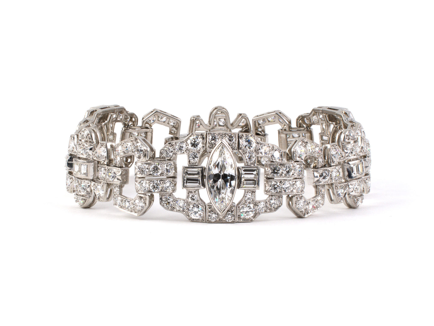 72443 - SOLD - Art Deco Waslikoff Platinum GIA Diamond Bracelet