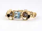 72446 - SOLD - Retro Wordley Allsopp Bliss Gold Aquamarine Sapphire Diamond Bracelet