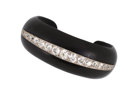 72481 - Art Deco Platinum Diamond Wood Bangle Bracelet