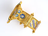 72558 - Victorian Etruscan Revival Gold Lamb Dove Floral Micro Mosaic Bangle Bracelet