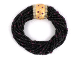 72571 - Retro Gold Platinum Ruby Spinel Garnet Bead Bracelet