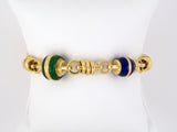 72590 - Circa 1985 Gold Enamel Ball Wire Link Bracelet